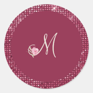 Rond Sticker Monogram Mariage Boysenberry