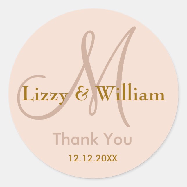 Rond Sticker Monogram Mariage Merci (Devant)