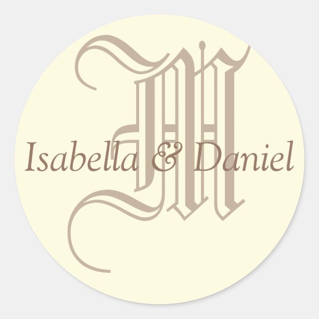 Rond Sticker Monogram Mariage Monogram (Devant)