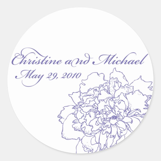 Rond Sticker Monogram Mariage Peony (Devant)