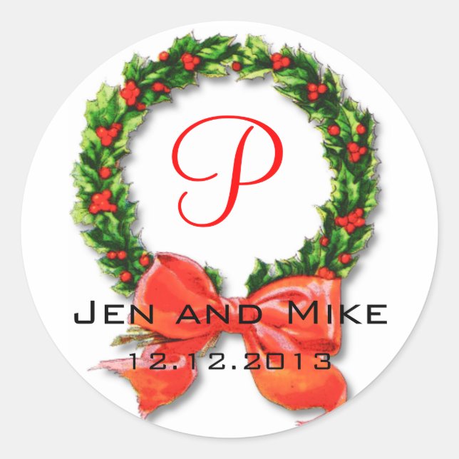 Rond Sticker Monogram P Mariage décembre (Devant)