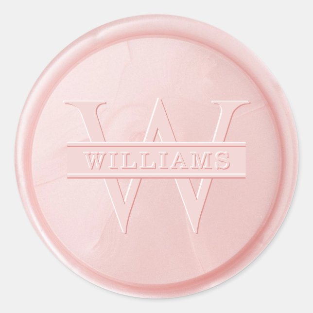 Rond Sticker Monogram Pink Wax Seal (Devant)