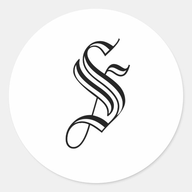 Rond Sticker Monogram S Noir Blanc Vieux Anglais (Devant)