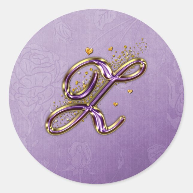 Rond Sticker Monogram Z pour Parties scintillant violet (Devant)