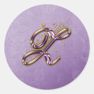 Rond Sticker Monogram Z pour Parties scintillant violet