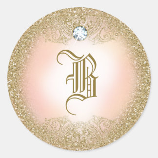 Rond Sticker Monogramme 311 Parties scintillant d'or