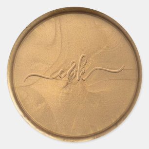Rond Sticker Monogramme antique cire or Cursive