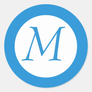 Rond Sticker monogramme bleu clair