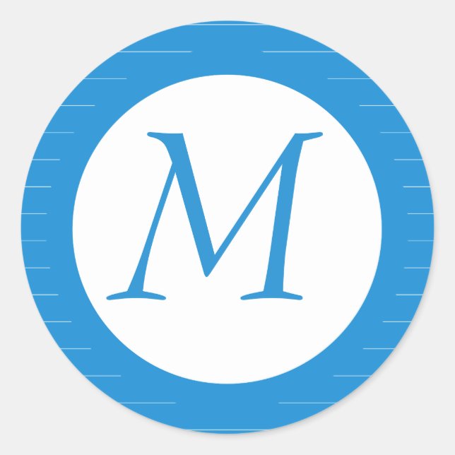 Rond Sticker monogramme bleu clair (Devant)