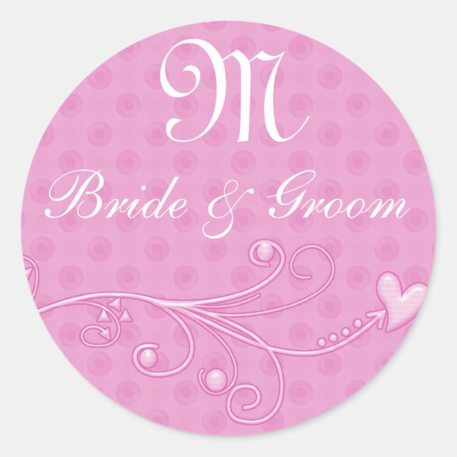 Rond Sticker Monogramme Bride Rose & Groom (Devant)
