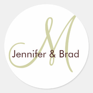 Rond Sticker Monogramme Brown de mariée mariage