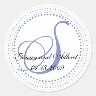 Rond Sticker Monogramme Cercle en Périwinkle - S