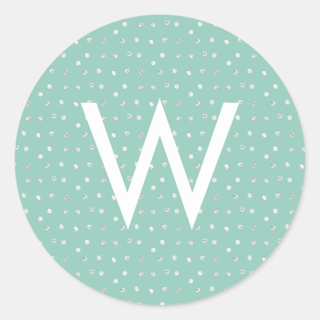 Rond Sticker Monogramme Confetti Argent (Devant)