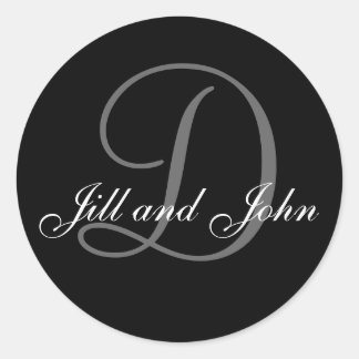 Rond Sticker Monogramme D de la mariée mariage