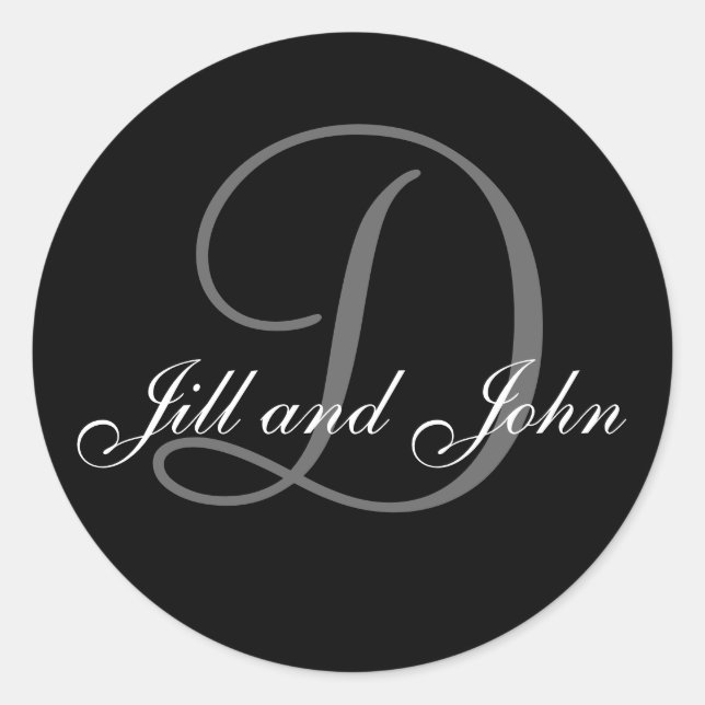 Rond Sticker Monogramme D de la mariée mariage (Devant)