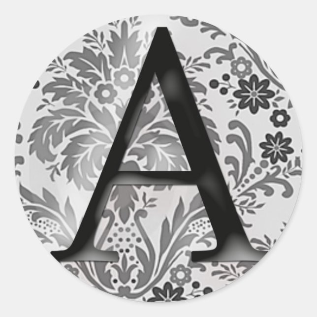 Rond Sticker Monogramme Damask - Initiale A (Devant)