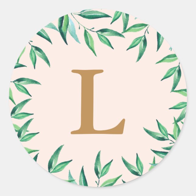 Rond Sticker Monogramme de mariage tropical moderne de  (Devant)