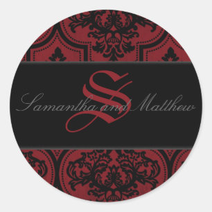 Rond Sticker Monogramme de mariée Vampire B2