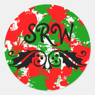 Rond Sticker Monogramme de peinture de Noël