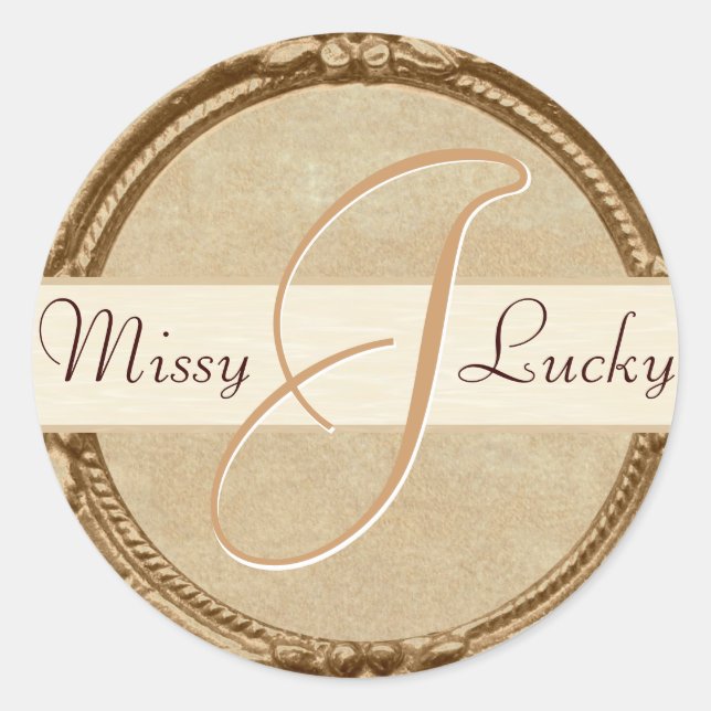 Rond Sticker Monogramme d'or/Sceau (Devant)