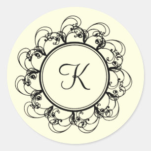 Rond Sticker Monogramme fantaisie (off+white)