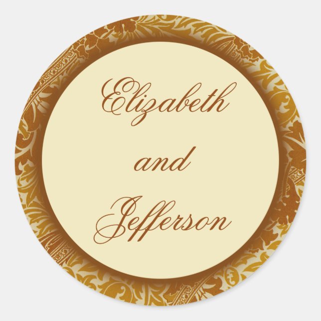Rond Sticker Monogramme Feuille William Morris (Devant)