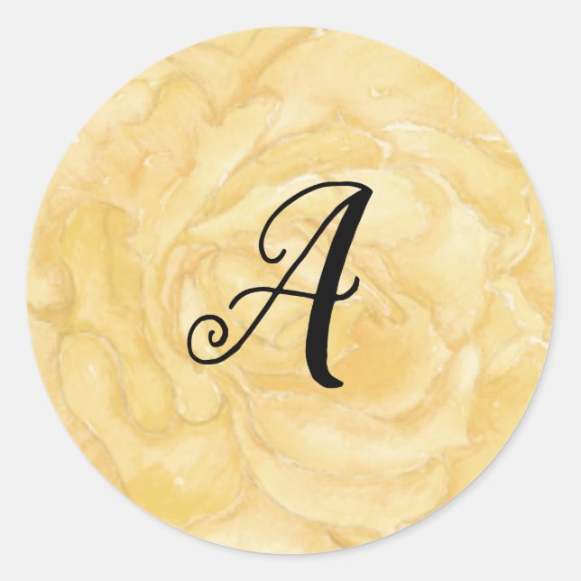 Rond Sticker Monogramme Floral Rose Or (Devant)