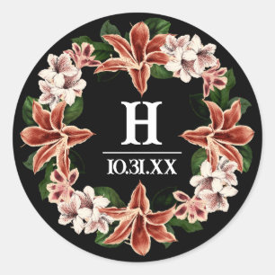 Rond Sticker Monogramme foncé et Moody Botanique Noir