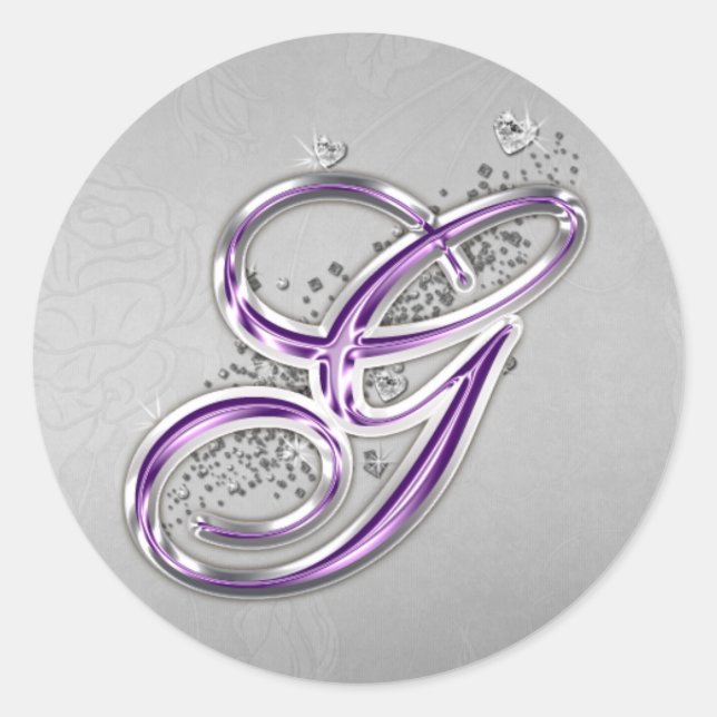 Rond Sticker Monogramme G de Parties scintillant violet (Devant)