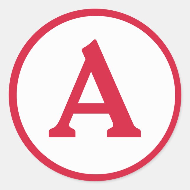 Rond Sticker Monogramme initial cercle rouge (Devant)