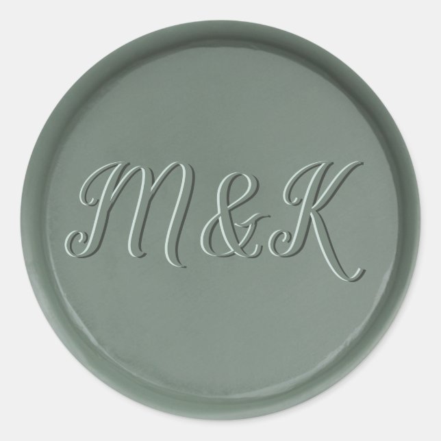 Rond Sticker Monogramme Initiales en cire foncée (Devant)
