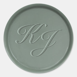 Rond Sticker Monogramme Initiales en cire foncée