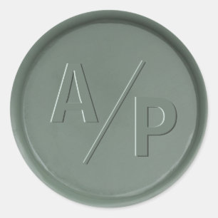 Rond Sticker Monogramme Initiales en cire foncée