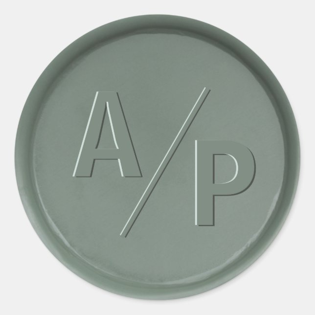 Rond Sticker Monogramme Initiales en cire foncée (Devant)