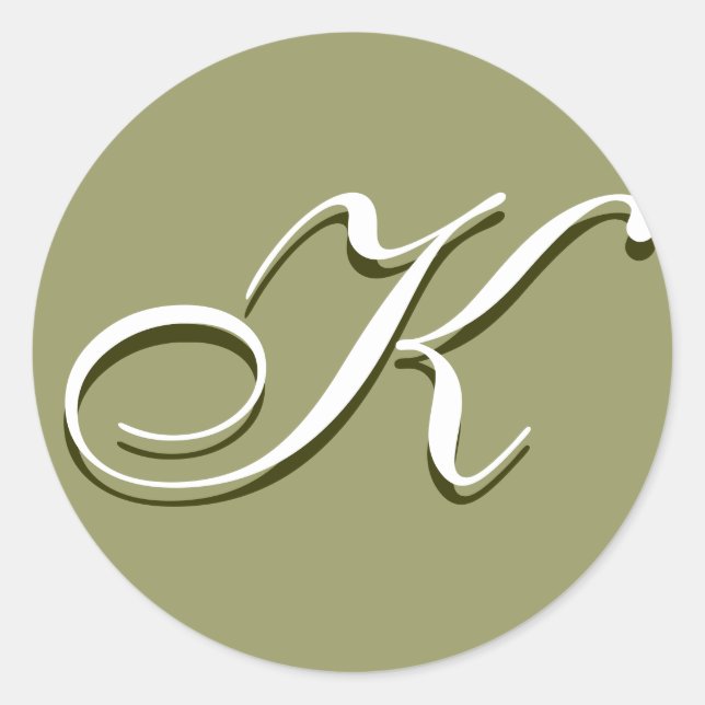 Rond Sticker Monogramme K Pale Green (Devant)