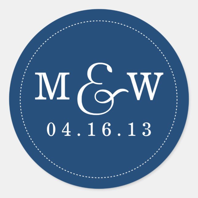 Rond Sticker Monogramme Mariage de charme - Marine (Devant)