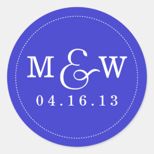 Rond Sticker Monogramme Mariage de charme - Royal Blue