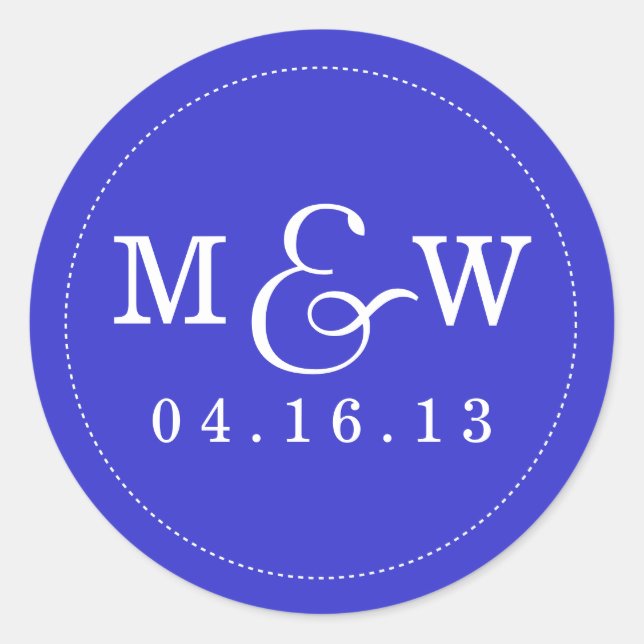 Rond Sticker Monogramme Mariage de charme - Royal Blue (Devant)