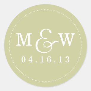 Rond Sticker Monogramme Mariage de charme - Sage