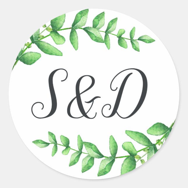Rond Sticker Monogramme Mariage de l'aquarelle (Devant)