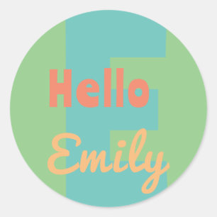 Rond STICKER monogramme moderne menthe corail rose pêch