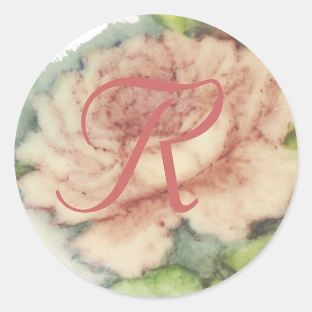 Rond Sticker Monogramme nuptiale-Poussière. (Devant)