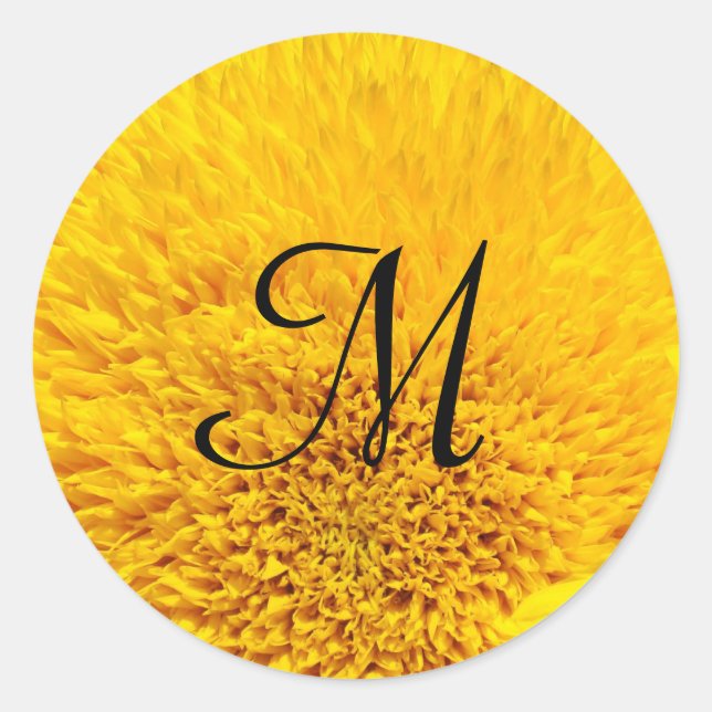 Rond Sticker Monogramme Phoques Pétales de tournesol Ja (Devant)