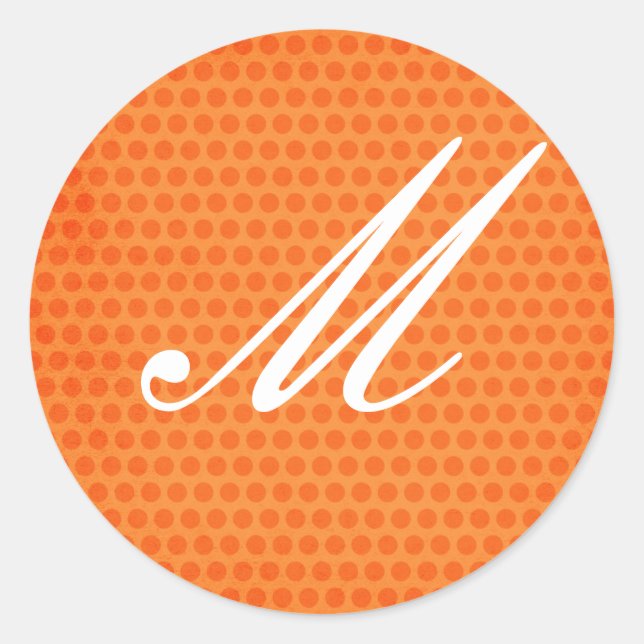 Rond Sticker Monogramme Pointe Orange Polka (Devant)
