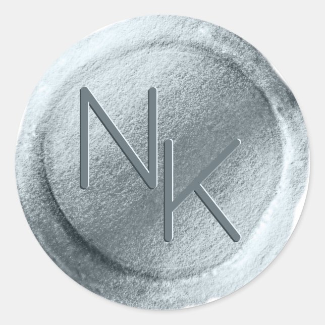 Rond Sticker Monogramme pour enveloppe de cire bleu pou (Devant)