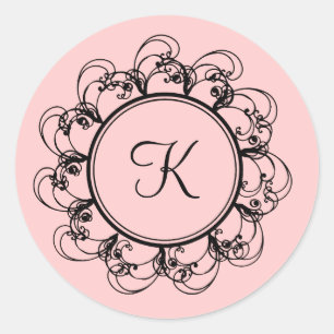 Rond Sticker Monogramme (rose)
