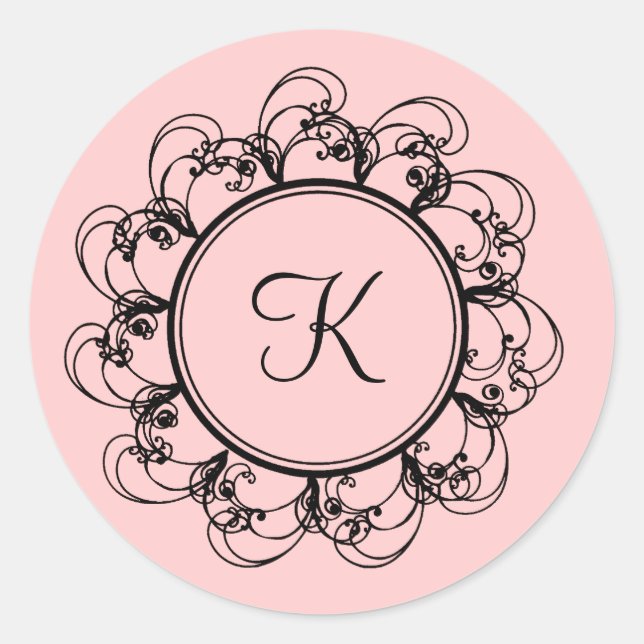 Rond Sticker Monogramme (rose) (Devant)