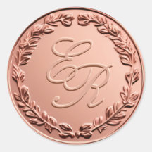 Sticker Monogramme rose d'enveloppe de cire Gold F
