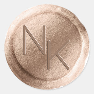 Rond Sticker Monogramme rose pour enveloppes de cire d'