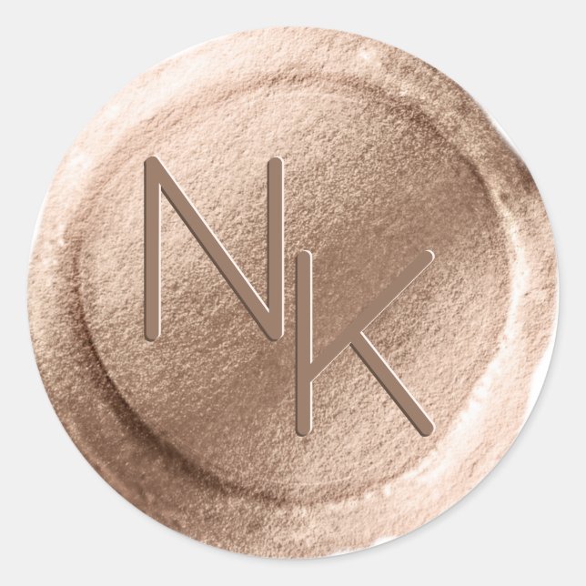 Rond Sticker Monogramme rose pour enveloppes de cire d' (Devant)